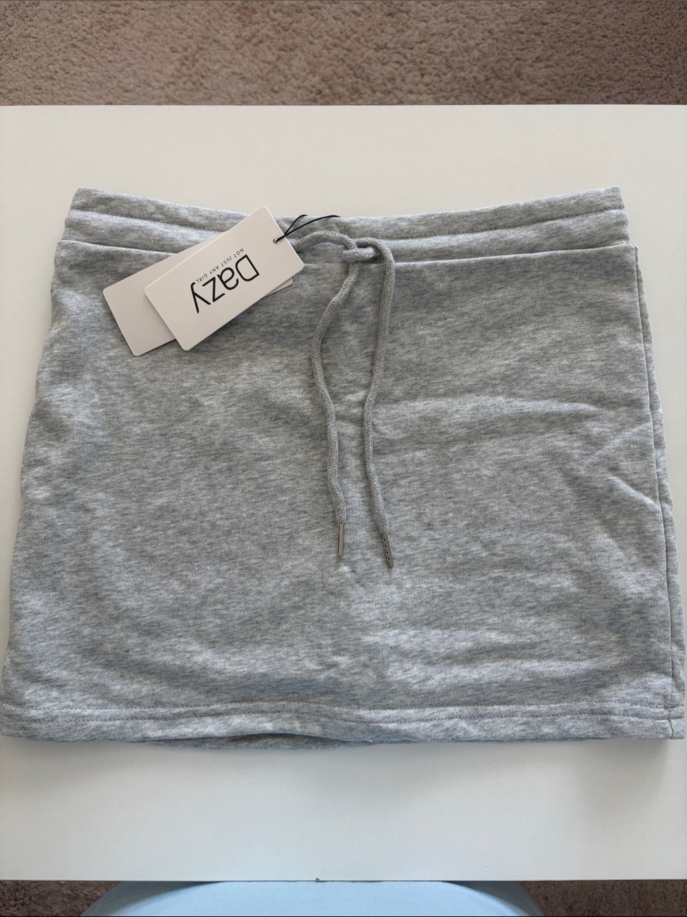Dazy Light Gray Drawstring Mini Skirt